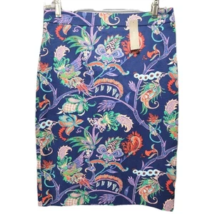 J Crew Bleistiftrock Damen 4 Blumen knielang Paisley bunt gefüttert Business - Bild 1 von 17
