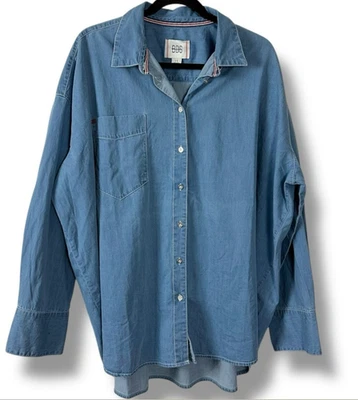 Camisa BDG Urban Outfitters Para Mujer Denim Abotonada Papá Novio Talla L Nueva con Etiquetas Foto 1 de 4