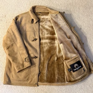 WEATHERPROOF Garment Company Suede Jacket Mens XL Brown FAUX FUR Lined Full Zip - Picture 1 of 15