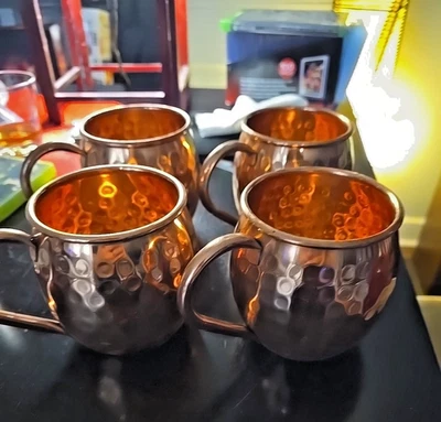 4件套锤形铜莫斯科骡子肯塔基骡子马克杯手工制作 — 第 1/3 张图片