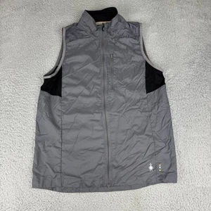 Smartwool Ultra Light Merino Wool Blend Full Zip Vest Logo Black & Gray Men’s Sm - Picture 1 of 11