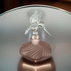 De colección. Botella de perfume de vidrio esmerilado con tapón de colibrí de vidrio transparente/japón - Imagen 1 de 3