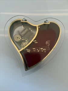 Vintage  Lucite Heart Shaped Music Jewelry Box, Works - Picture 1 of 3