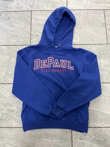 Depaul Blue Demons Hoodie Sweatshirt Mens Medium Blue Reverse Weave Champion - Picture 1 of 6