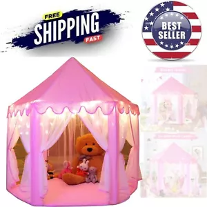 Fairy Tale Princess Castle Tent with Star Lights - Perfect for 3 Kids Playtime - Picture 1 of 10