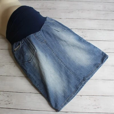 Mimi Women Maternity Denim Blue Jean Utility Skirt Size S Straight Pencil - Image 1 of 4
