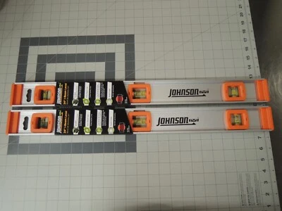 (2) 24" Johnson Aluminum I-Beam Level 3-Vial Horizonal & Vertical Ruled Top Read - Image 1 of 4