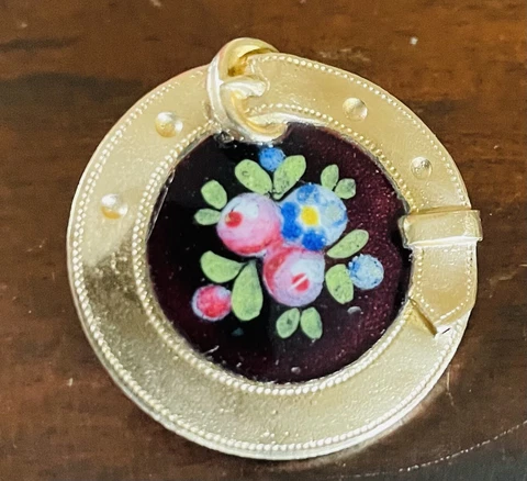 Ex Rare Antique enamel floral w/buckle surround, ca., 1880s/1890s!!!! FABULOUS! Cover