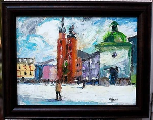 Original impressionistic oil painting "Krakow" 16x12, signed, framed - Picture 1 of 7