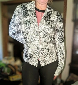 Alberto Makali Black & White Blazer Mantel Jacke Kreppfutter New York Made USA  - Bild 1 von 12