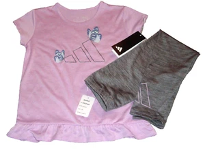 NWT Adidas Girls SIZE 6X - Two Piece Top w/ Pants Purple & Gray Set Regular Fit - Picture 1 of 1