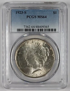 1923 S Peace Silber Dollar PCGS MS64 - Bild 1 von 5