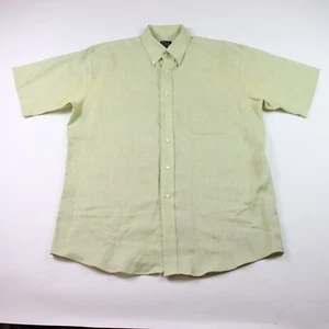 JoS. A Bank L 100% Linen Button Down Casual Men Short Sleeve Green - Picture 1 of 8