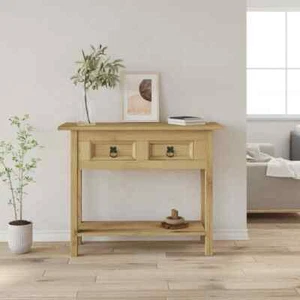 Hall Console Table Solid Wood Hallway 2 Drawer Storage Unit Corona Furniture - Picture 1 of 8