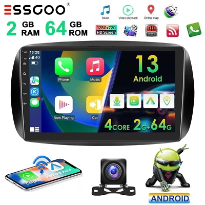 64G Android 13 Per Benz Smart Fortwo 453 2014-2019 Autoradio GPS Navi BT CarPlay - Immagine 1 di 4