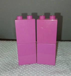 Lot of 4 Pink LEGO Duplo Blocks Bottom Tubes- 1 X 2 tall bricks - Picture 1 of 4