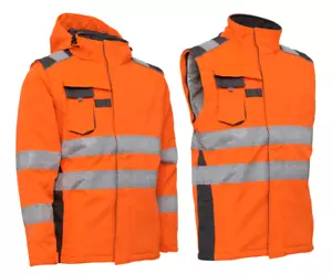 Elka Hi Vis Xtreme Winter Softshell Jacket Thermal Lined Detachable Sleeves Coat - Picture 1 of 4