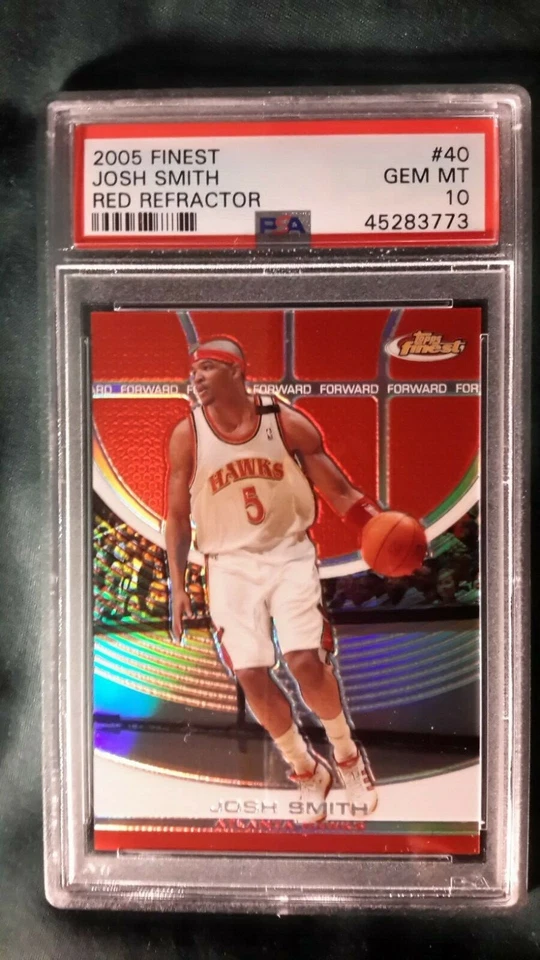 2005 TOPPS FINEST RED REFRACTOR JOSH SMITH CARD #40 PSA 10 #'D 151/169 - Image 1 of 3