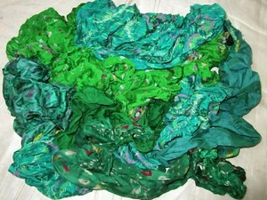 LOT ART SILK Antique Vintage Sari REMNANTS Fabrics 100 GRAMS CRAFT DOLL QUILT 9 - Picture 1 of 15