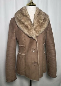 BRAETAN Cappotto Giacca Donna XS Pelliccia Ecopelliccia Marrone Tasche - Foto 1 di 12