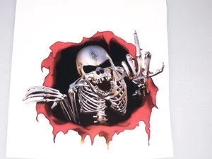 Red Rip threw Mid Finger Skull Skulls Decal Sticker Stickers Motorcycle Guitar - Picture 1 of 1