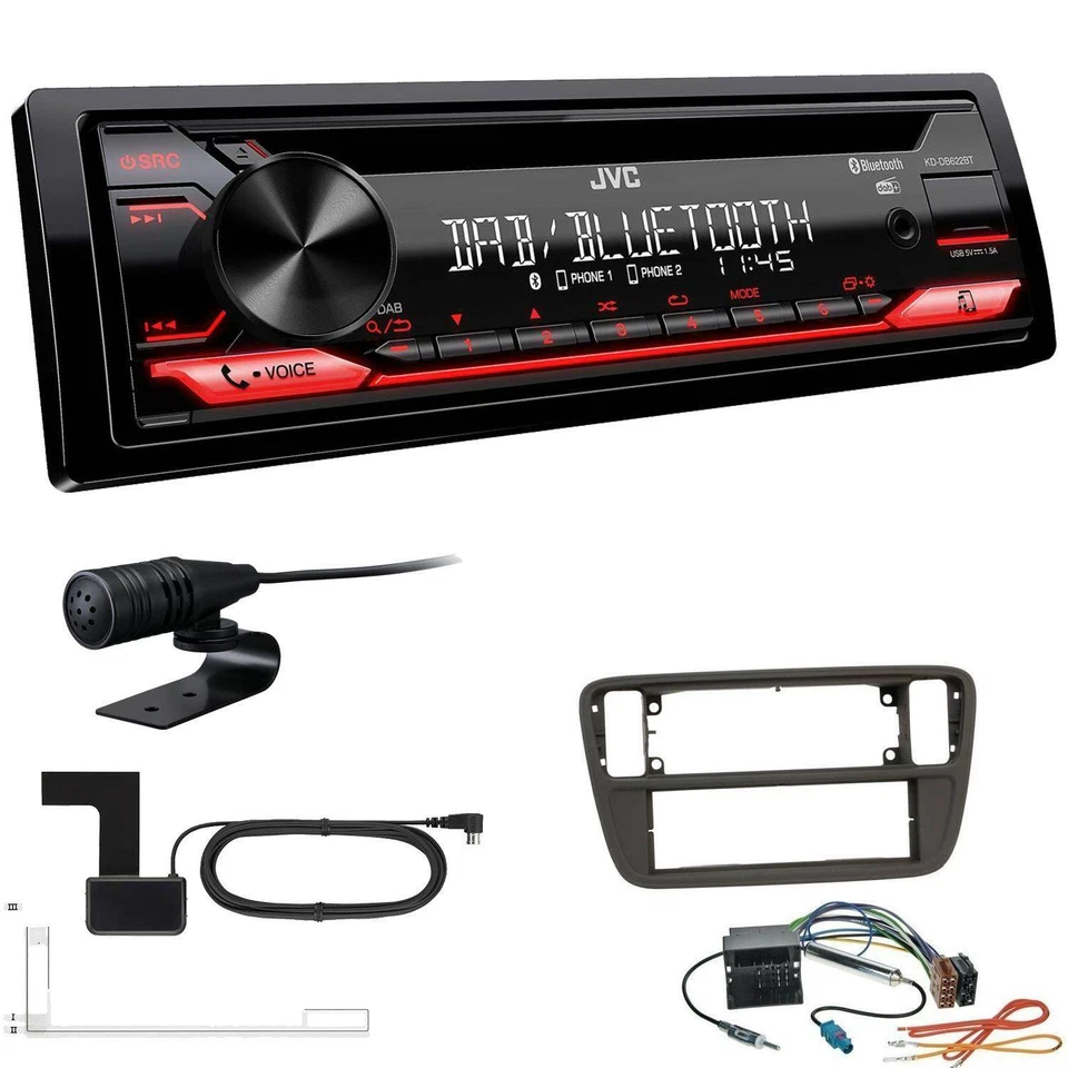 JVC KD-DB622BT DAB inkl Antenne Bluetooth Einbauset für Seat Mii ab 2011 schwarz - Bild 1 von 4