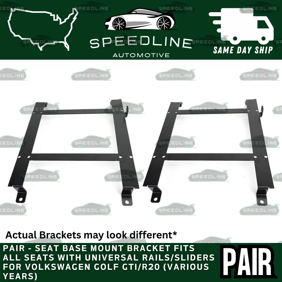 PAIR Racing Seat Mounting Brackets Rail Track NEW - For Volkswagen Golf GTI/R20 Foto 1 de 1