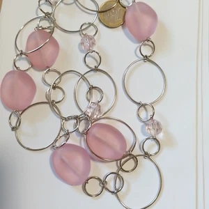 Kette lang Perlen bräunlich abgestimmte Schmuckelemente Endloskette ca 116 cm - Bild 1 von 3