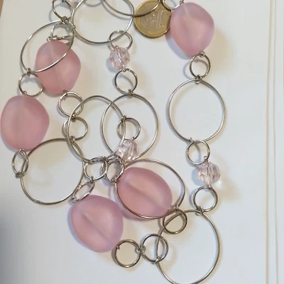 Kette lang Perlen bräunlich abgestimmte Schmuckelemente Endloskette ca 116 cm - Bild 1 von 3