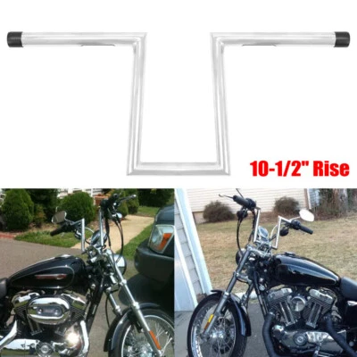 For Harley XL Honda VTX1800C 1" Ape Hanger Handlebar 10-1/2" Rise Drag Z-Bars US Foto 1 de 4