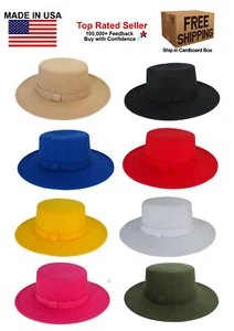 PORKPIE PORK PIE FEDORA UPTURN WIDE BRIM FELT HAT MEN WOMEN - Picture 1 of 17
