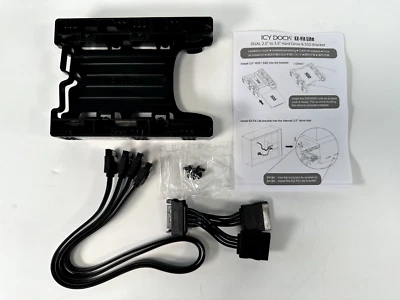 ICY DOCK Dual 2.5" to 3.5" Hard Drive / SSD Bracket w/SATA cables! MB290SP-1B - Image 1 of 4