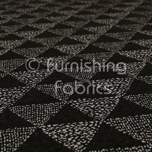 New Soft Quality Woven Modern Triangle Geometric Pattern Black Upholstery Fabric - Picture 1 of 5
