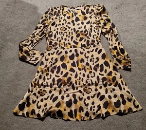 Traffic People Leopard Print Silky A-line Dress Size M BNWT RRP £110 - Picture 1 of 9