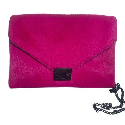 Bolso sin asas Loeffler Randall magenta fucsia bandolera pelo de becerro elegante Foto 1 de 4