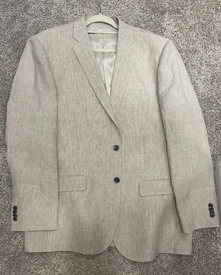 Abrigo Deportivo Enzo Tovare Italia Lino Hombre 48 Largo Beige Informal Playa  Foto 1 de 4