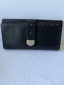 MICHAEL KORS Medium Bifold Flap Black Leather Wallet Palm Beach Continental  - Bild 1 von 4