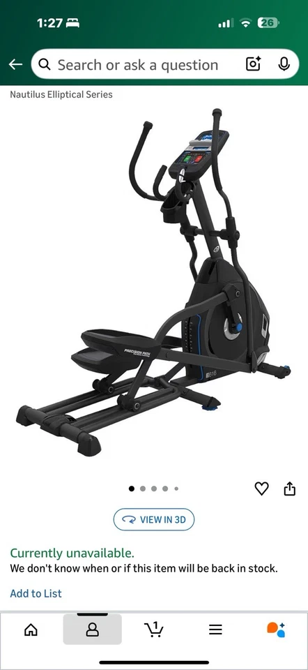 Entrenador elíptico Nautilus E616 - negro Foto 1 de 1