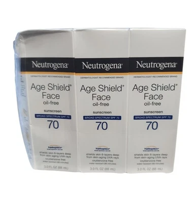 3 Pack New Neutrogena Age Shield Face Sunscreen  SPF 70 Each Expire 4/2027 - Image 1 of 2