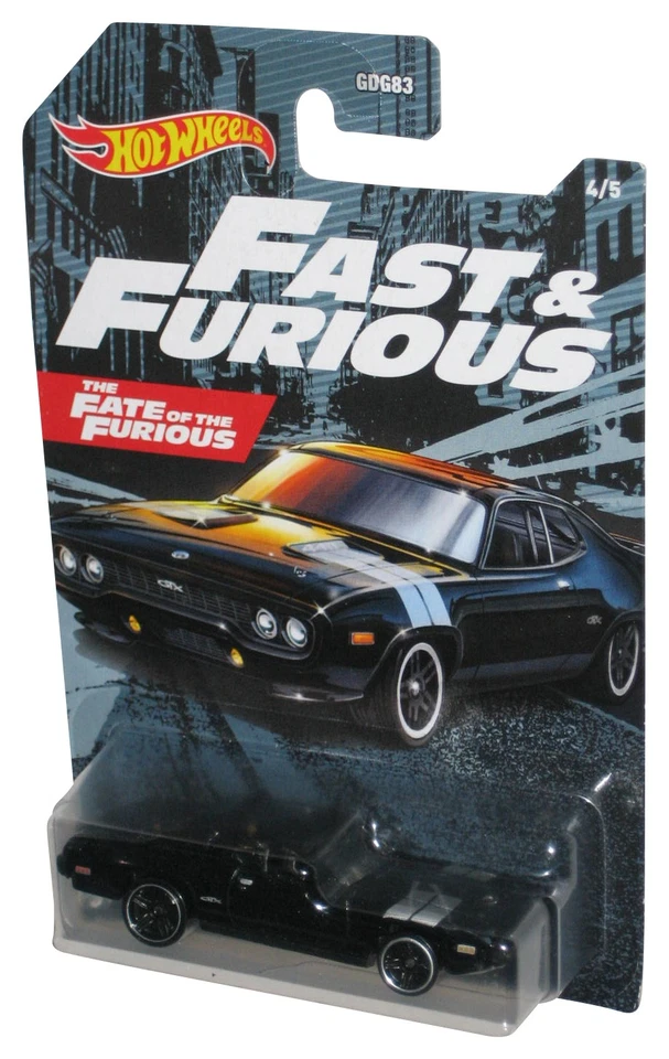 Hot Wheels Fate Fast & Furious (2020) Black '71 Plymouth GTX Toy Car 4/5 - Image 1 of 1