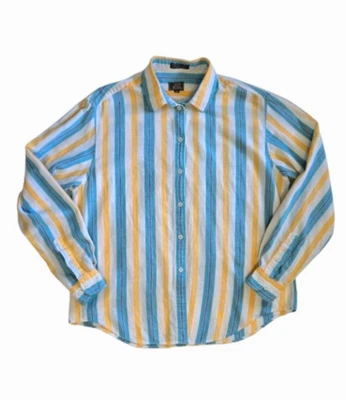 Camisa de hombre John Henry con botones talla 10 (M) algodón vintage a rayas Foto 1 de 4