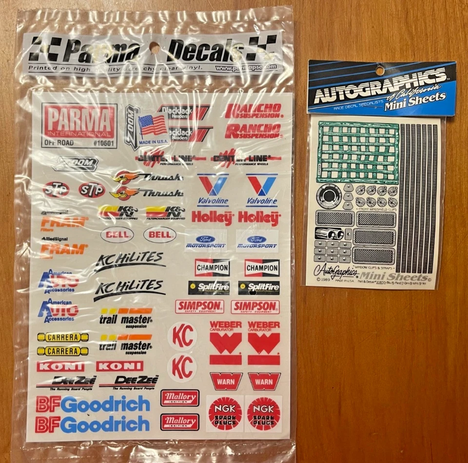 Hojas de calcomanías de Monster Truck todoterreno patrocinio Parma 1989 AutoGraphics de colección Foto 1 de 4