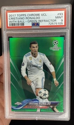 2017 Topps Chrome Champions League Cristiano Ronaldo Green Refractor /99 - PSA 9 - Image 1 of 3