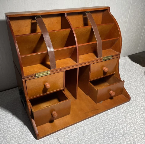 Vintage Mid Century Travel Box With Drawers Cover