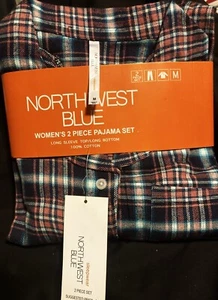 Women sleepwear 2 piece M PJ100% Cotton Longslv Northwest Blue NWT PET RESCUE - Picture 1 of 4