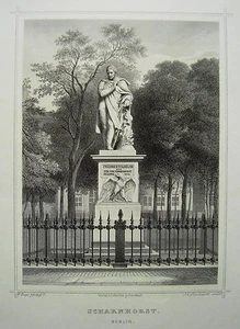 Monumento a Berlín General von Scharnhorst Prusia grabado en acero antiguo real 1844  - Imagen 1 de 1