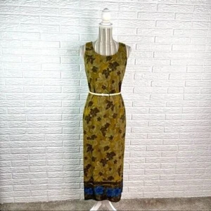 Vintage Jessica Howard Maxikleid Blumenmuster ärmellos Gr. 6 grün braun blau - Bild 1 von 10
