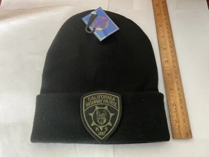 California Highway Patrol K 9 Collectable Hat patch Sewn on Black Watch Cap - Picture 1 of 7