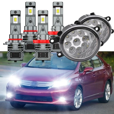 6 个 LED 车头灯高/低灯泡 + 保险杠雾灯适用于雷克萨斯 HS250h 2010 - 2012 — 第 1/4 张图片