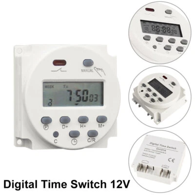 DC 12V 16A LCD Digital Timer Switch Electronic Power Programmable Time Relay UK - Image 1 of 4